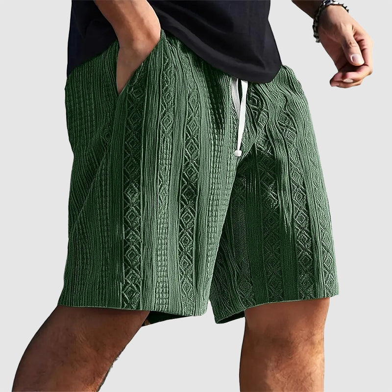 Justin - Men's Geometric Knit Drawstring Shorts