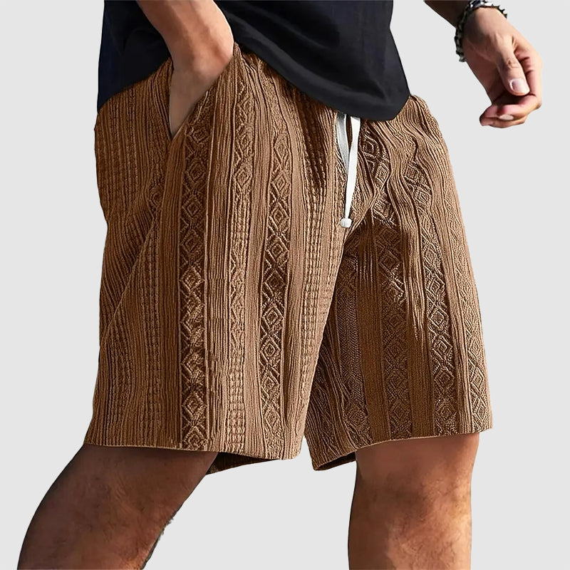 Justin - Men's Geometric Knit Drawstring Shorts