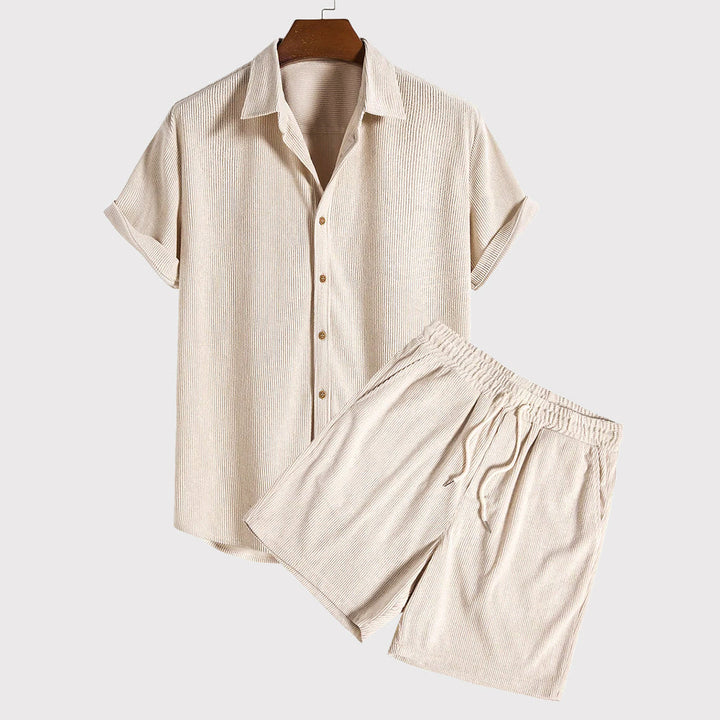 Justin - Men's Textured Shirt and Shorts Matching Set