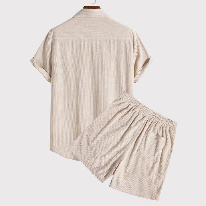 Justin - Men's Textured Shirt and Shorts Matching Set