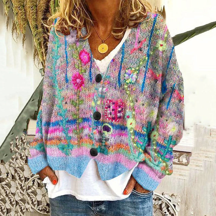 Kai - Women's Bohemian Print Button-Up Cardigan