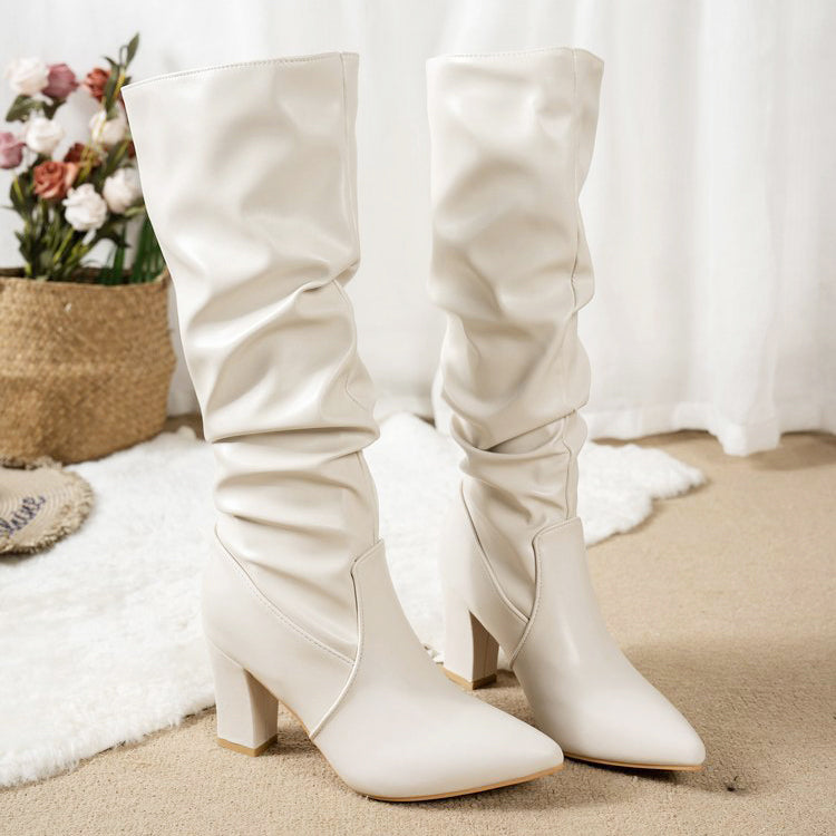 Kate - Women's Slouch Knee-High Block Heel Boots