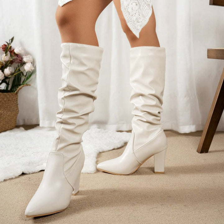 Kate - Women's Slouch Knee-High Block Heel Boots