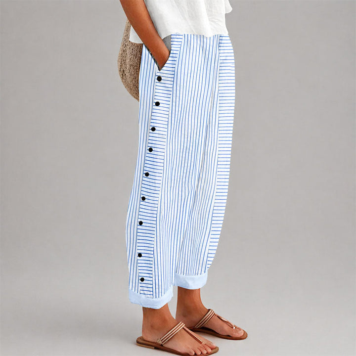 Kimberly - Women's Wide-Leg Striped Cropped Pants