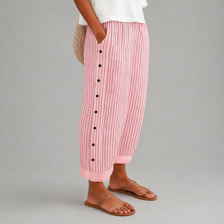 Kimberly - Women's Wide-Leg Striped Cropped Pants
