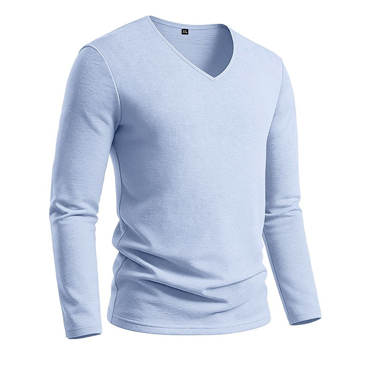 Lance - Men's Cotton Linen V-Neck Long Sleeve T-Shirt 8