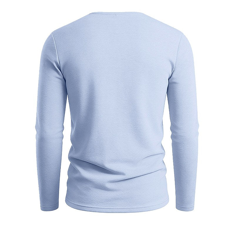 Lance - Men's Cotton Linen V-Neck Long Sleeve T-Shirt 9