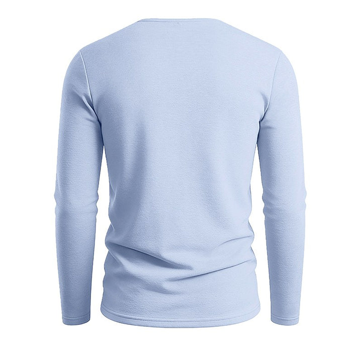 Lance - Men's Cotton Linen V-Neck Long Sleeve T-Shirt 9