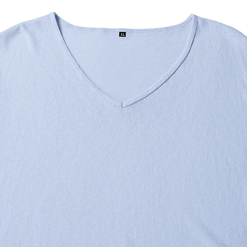 Lance - Men's Cotton Linen V-Neck Long Sleeve T-Shirt 10