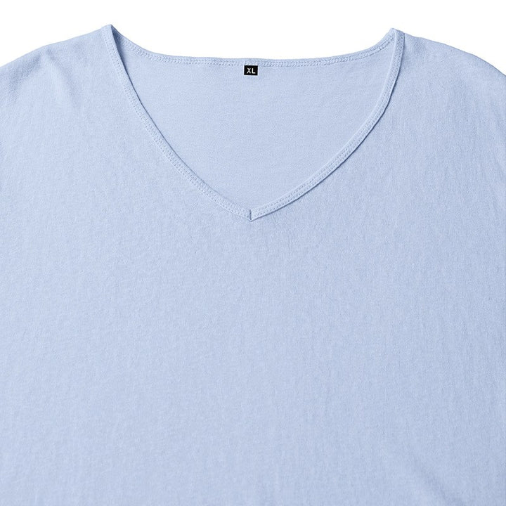 Lance - Men's Cotton Linen V-Neck Long Sleeve T-Shirt 10