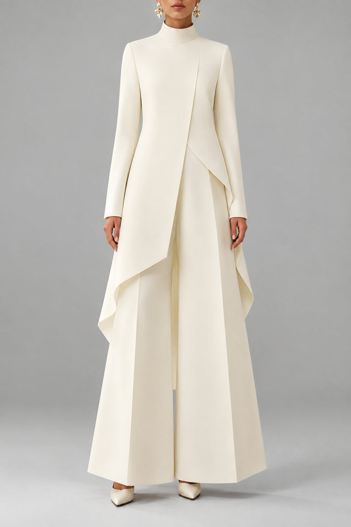 Lara - Women's Asymmetrical Wide Leg Two-Piece Set