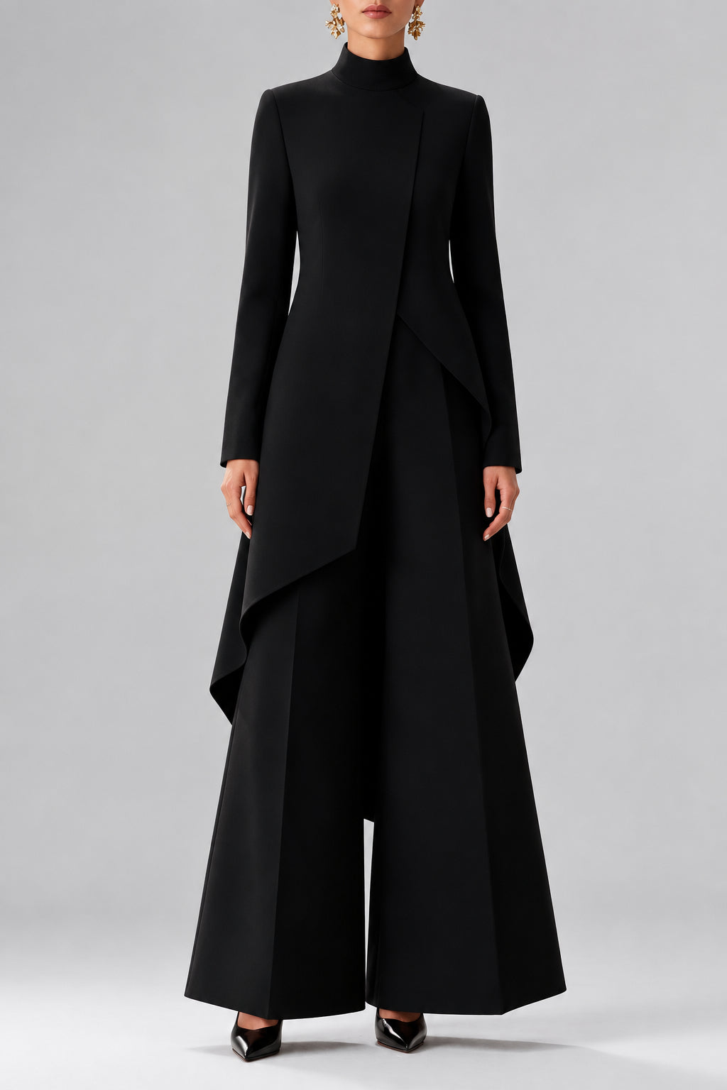 Lara - Women's Asymmetrical Wide Leg Two-Piece Set