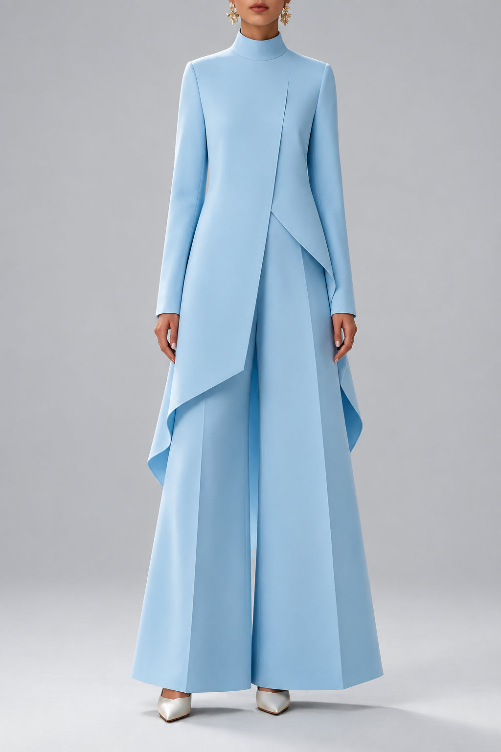 Lara - Women's Asymmetrical Wide Leg Two-Piece Set