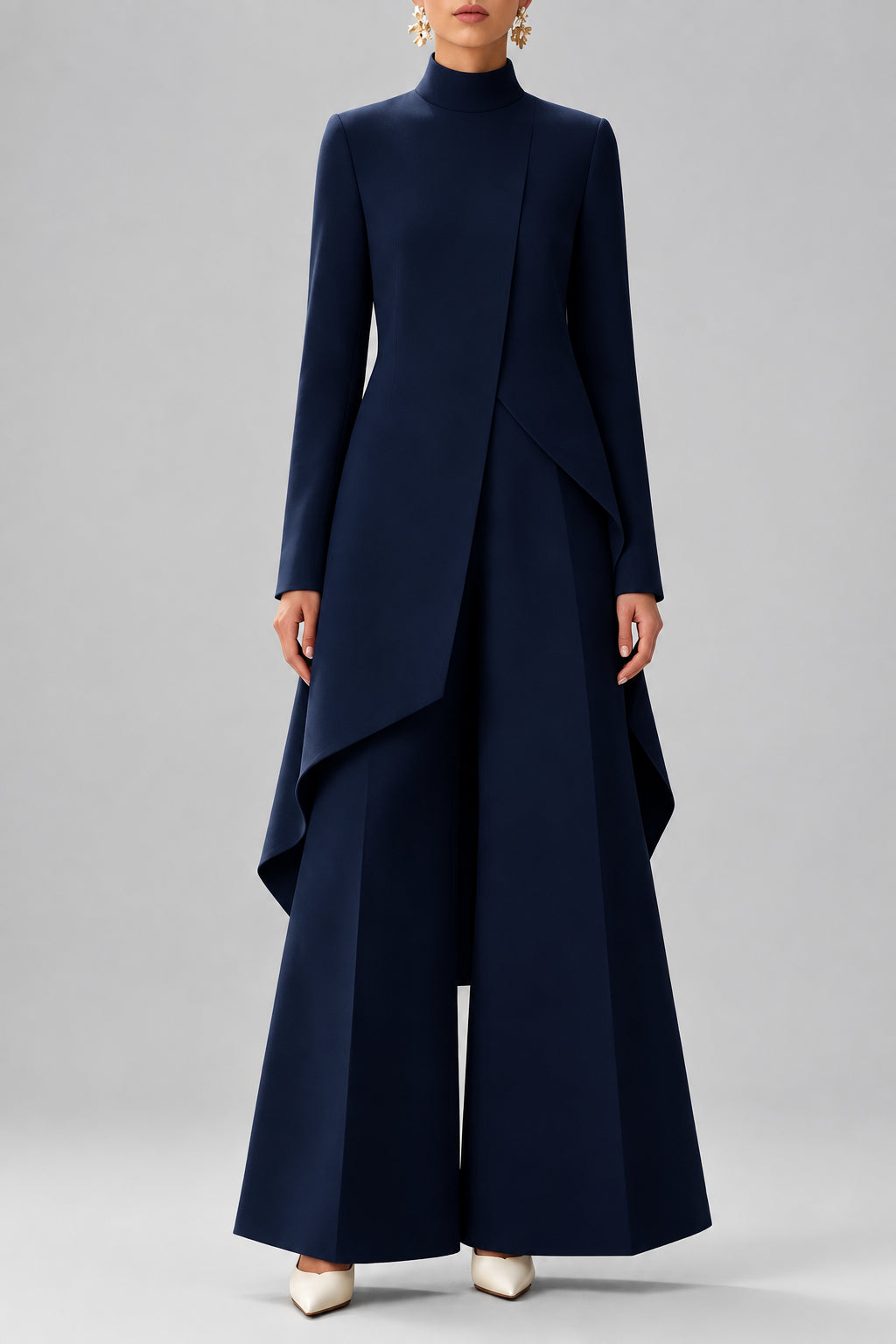 Lara - Women's Asymmetrical Wide Leg Two-Piece Set