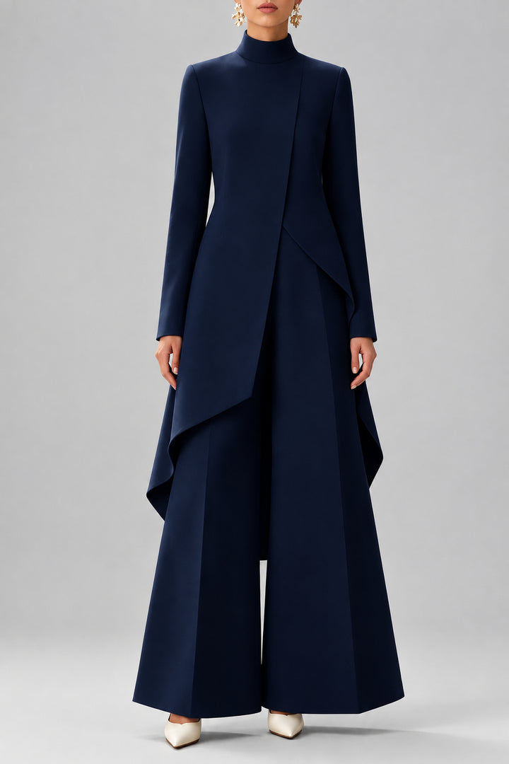 Lara - Women's Asymmetrical Wide Leg Two-Piece Set