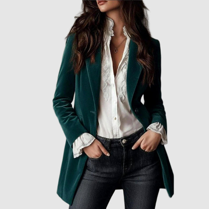 Leia - Women's Velvet Tailored Longline Blazer