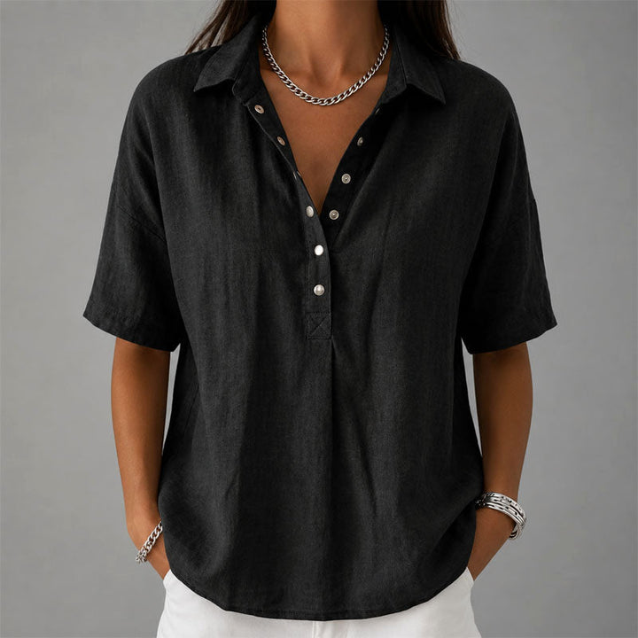 Lennox - Women's Casual Collared Henley Blouse