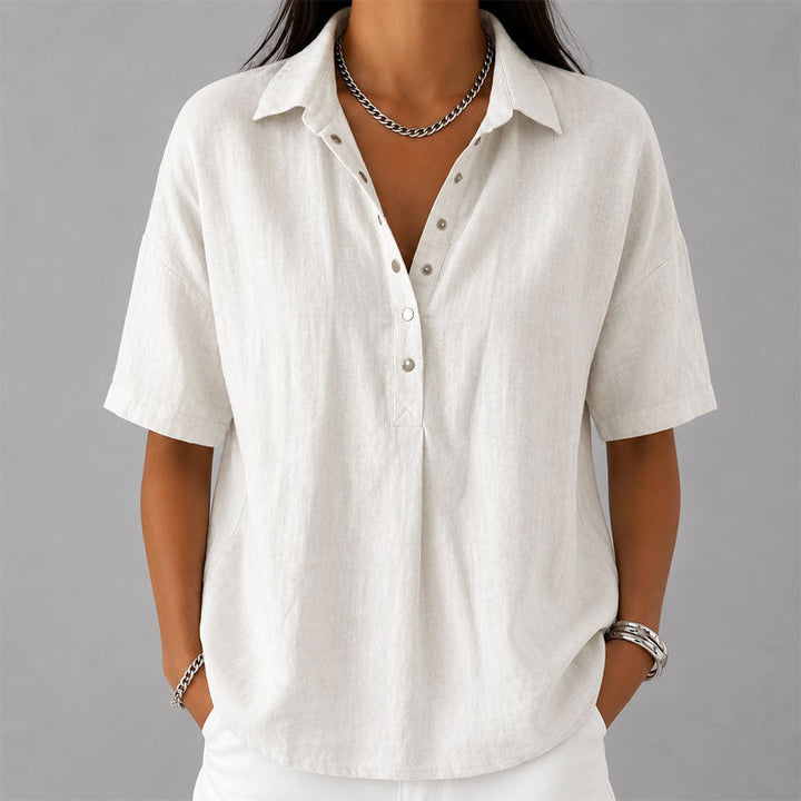 Lennox - Women's Casual Collared Henley Blouse