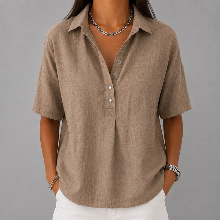 Lennox - Women's Casual Collared Henley Blouse