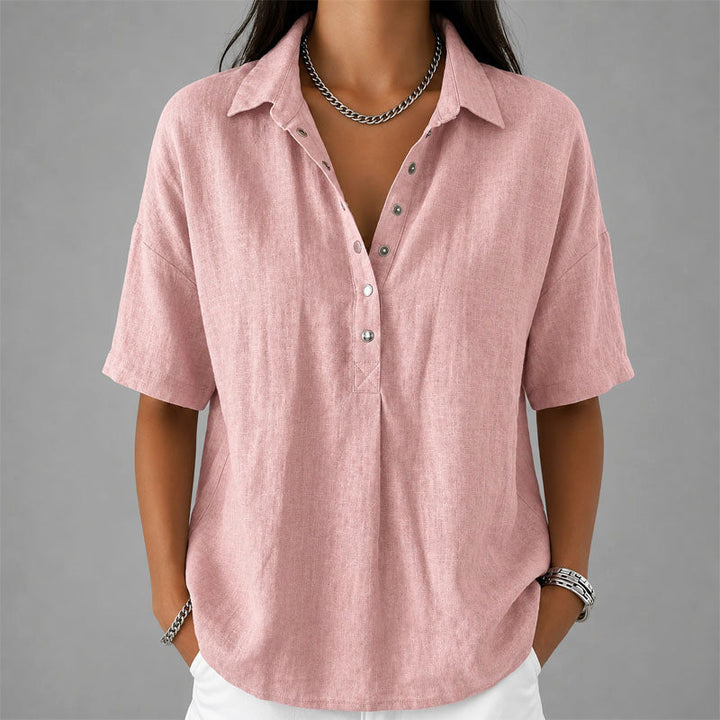 Lennox - Women's Casual Collared Henley Blouse