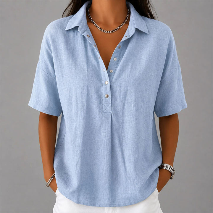 Lennox - Women's Casual Collared Henley Blouse
