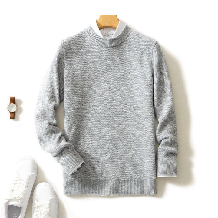Leon - Men's Cashmere Geometric Knit Crewneck Sweater