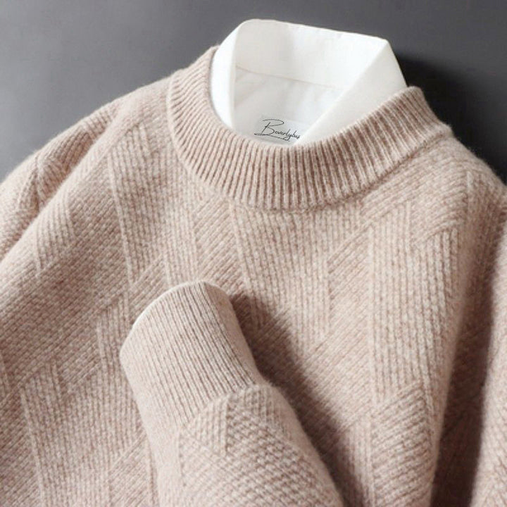 Leon - Men's Cashmere Geometric Knit Crewneck Sweater