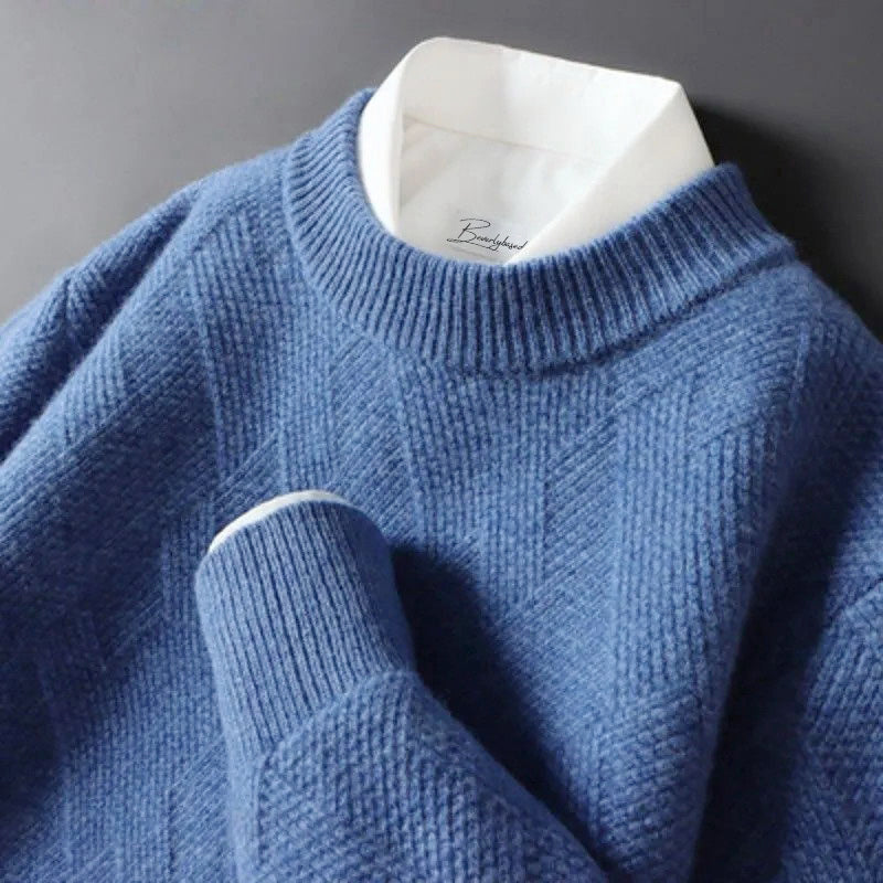 Leon - Men's Cashmere Geometric Knit Crewneck Sweater