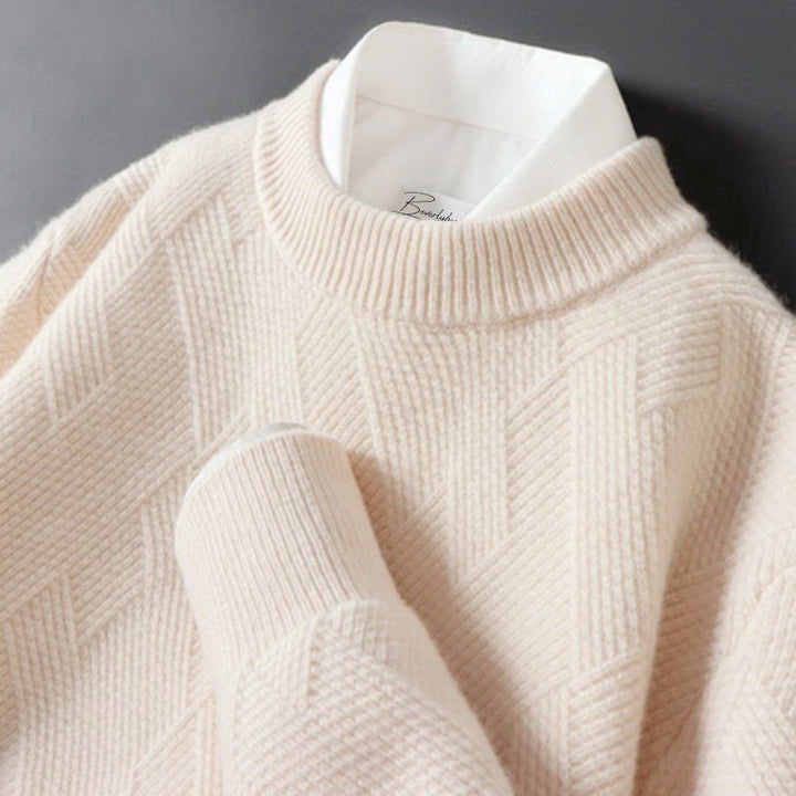 Leon - Men's Cashmere Geometric Knit Crewneck Sweater