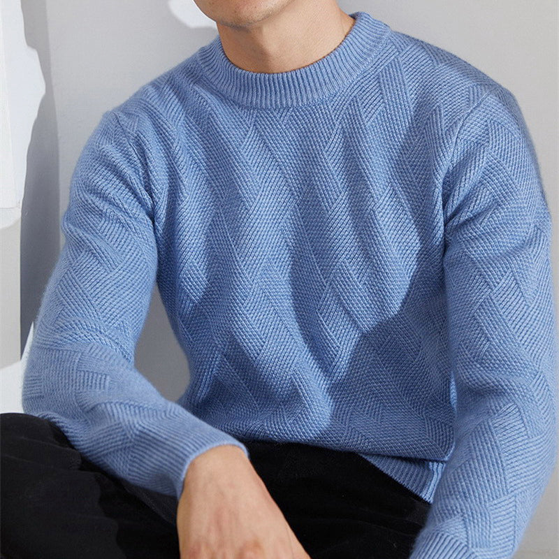 Leon - Men's Cashmere Geometric Knit Crewneck Sweater