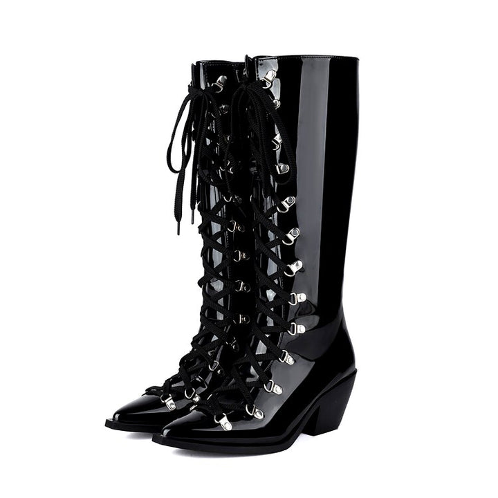 Leylani - Women’s Knee High Lace Up Block Heel Boots 2