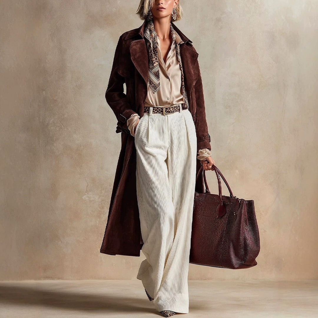 Lilian - Women's Long Suede Trench Coat