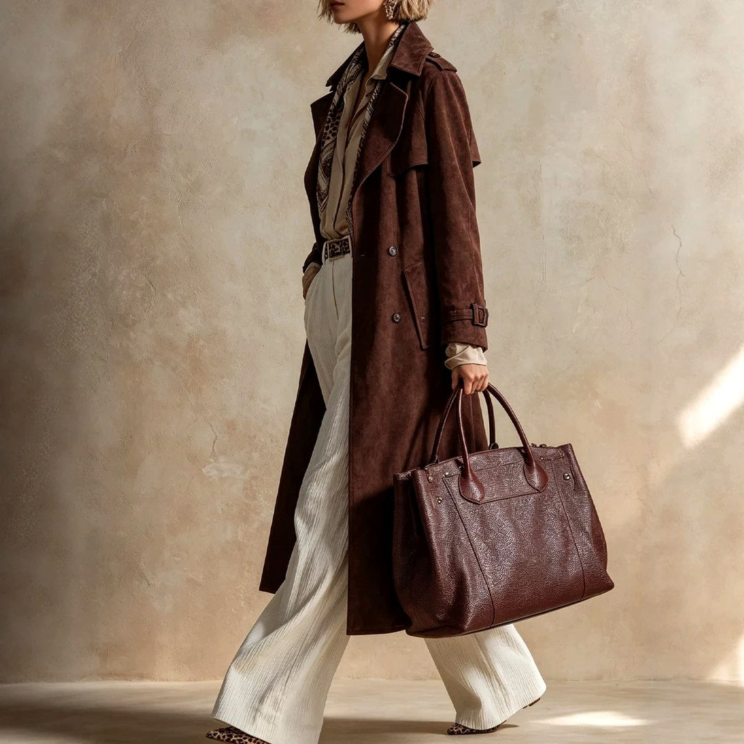 Lilian - Women's Long Suede Trench Coat