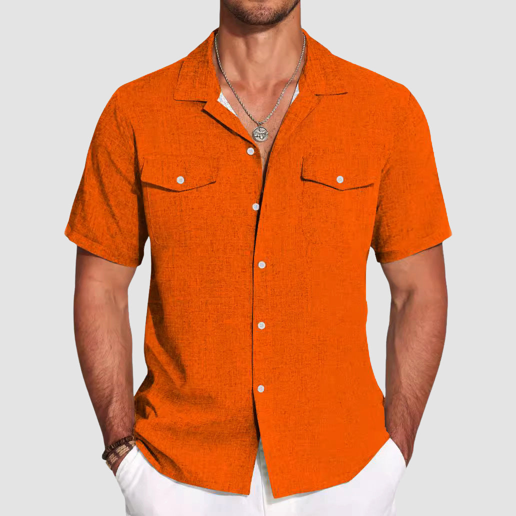 Louis Morel Camp Collar Button-Up Shirt