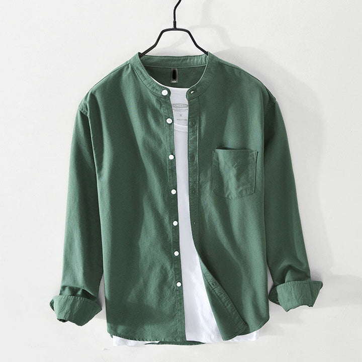 Louis Morel Casual Button-Up Shirt with Stand Collar