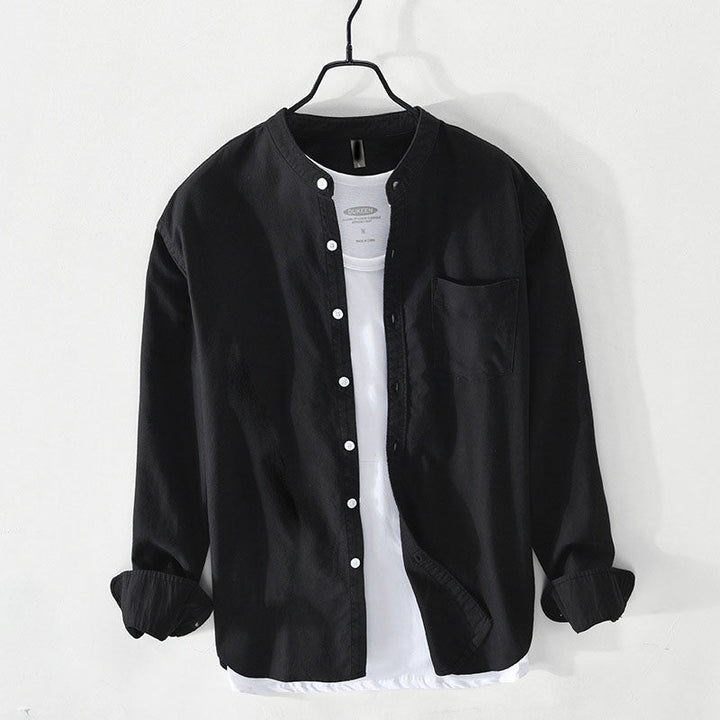 Louis Morel Casual Button-Up Shirt with Stand Collar
