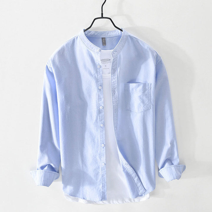 Louis Morel Casual Button-Up Shirt with Stand Collar