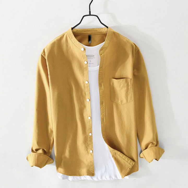Louis Morel Casual Button-Up Shirt with Stand Collar