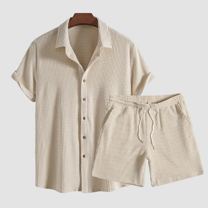 Louis Morel Casual Button-Up and Drawstring Shorts Set