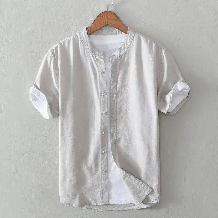 Louis Morel Casual Short Sleeve Mandarin Collar Shirt