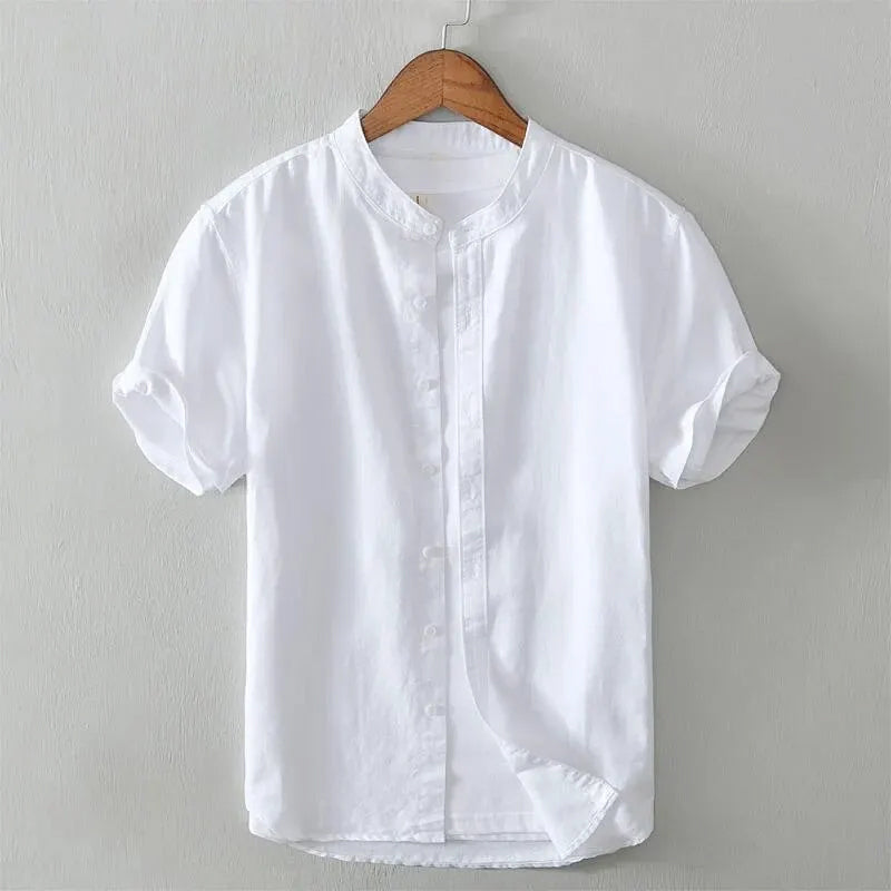 Louis Morel Casual Short Sleeve Mandarin Collar Shirt