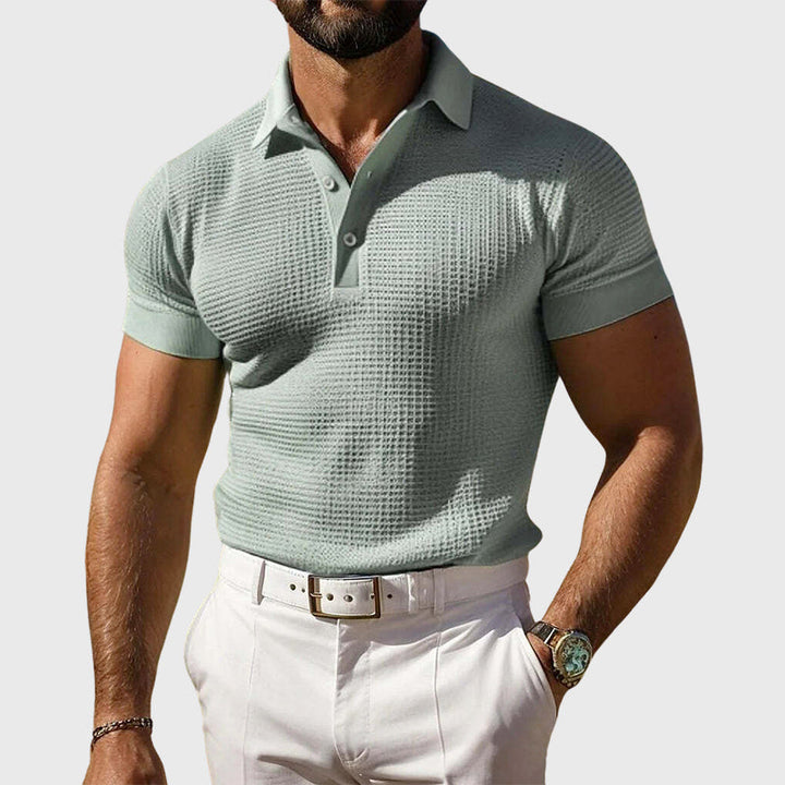 Louis Morel Casual Waffle Knit Polo Shirt