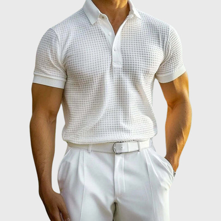Louis Morel Casual Waffle Knit Polo Shirt