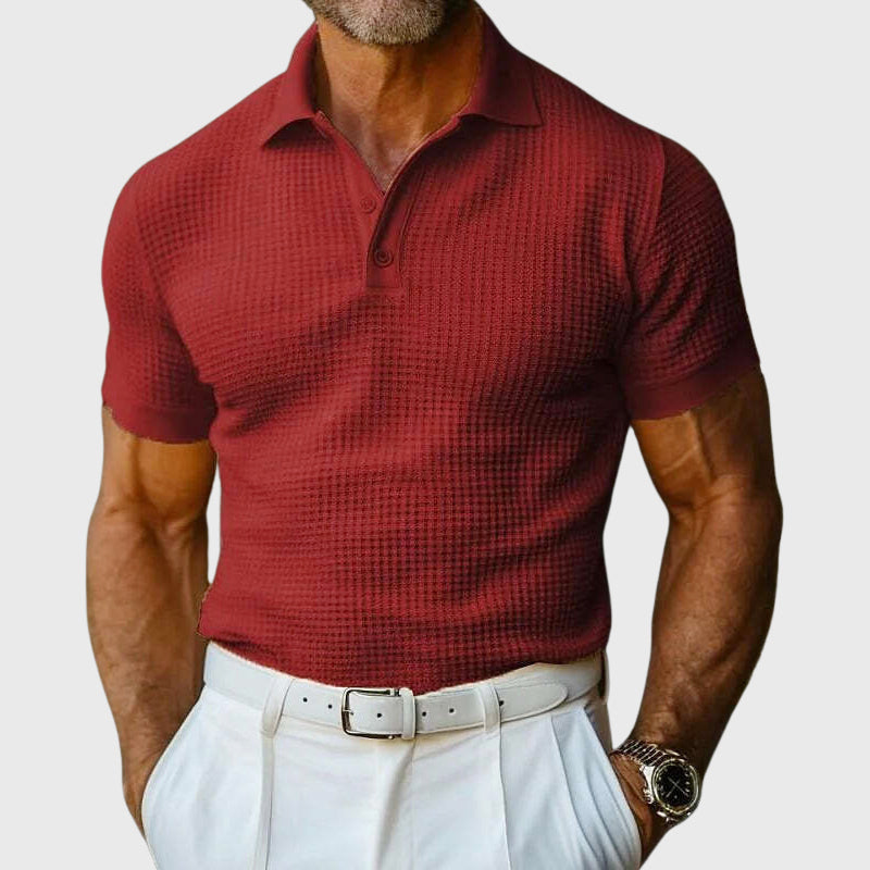 Louis Morel Casual Waffle Knit Polo Shirt