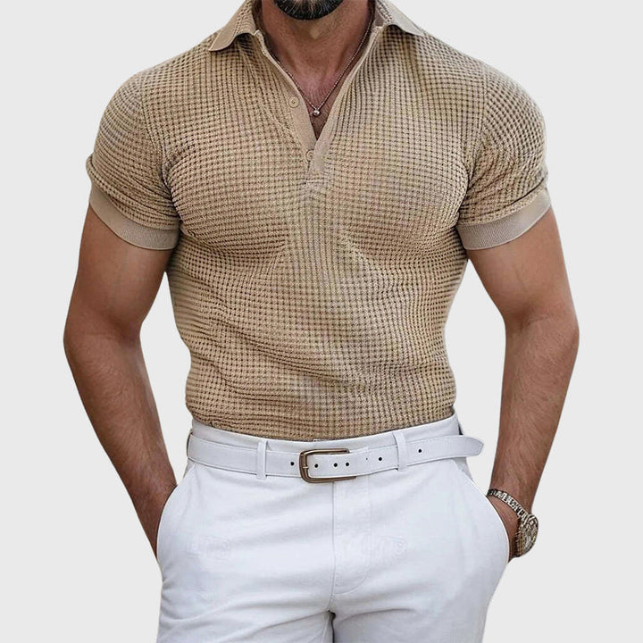 Louis Morel Casual Waffle Knit Polo Shirt