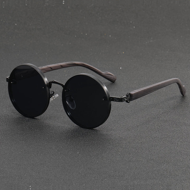 Louis Morel Classic Dark Lens Round Sunglasses