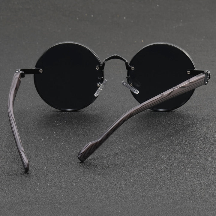 Louis Morel Classic Dark Lens Round Sunglasses