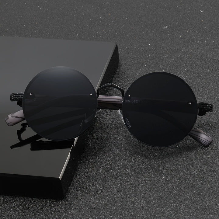 Louis Morel Classic Dark Lens Round Sunglasses