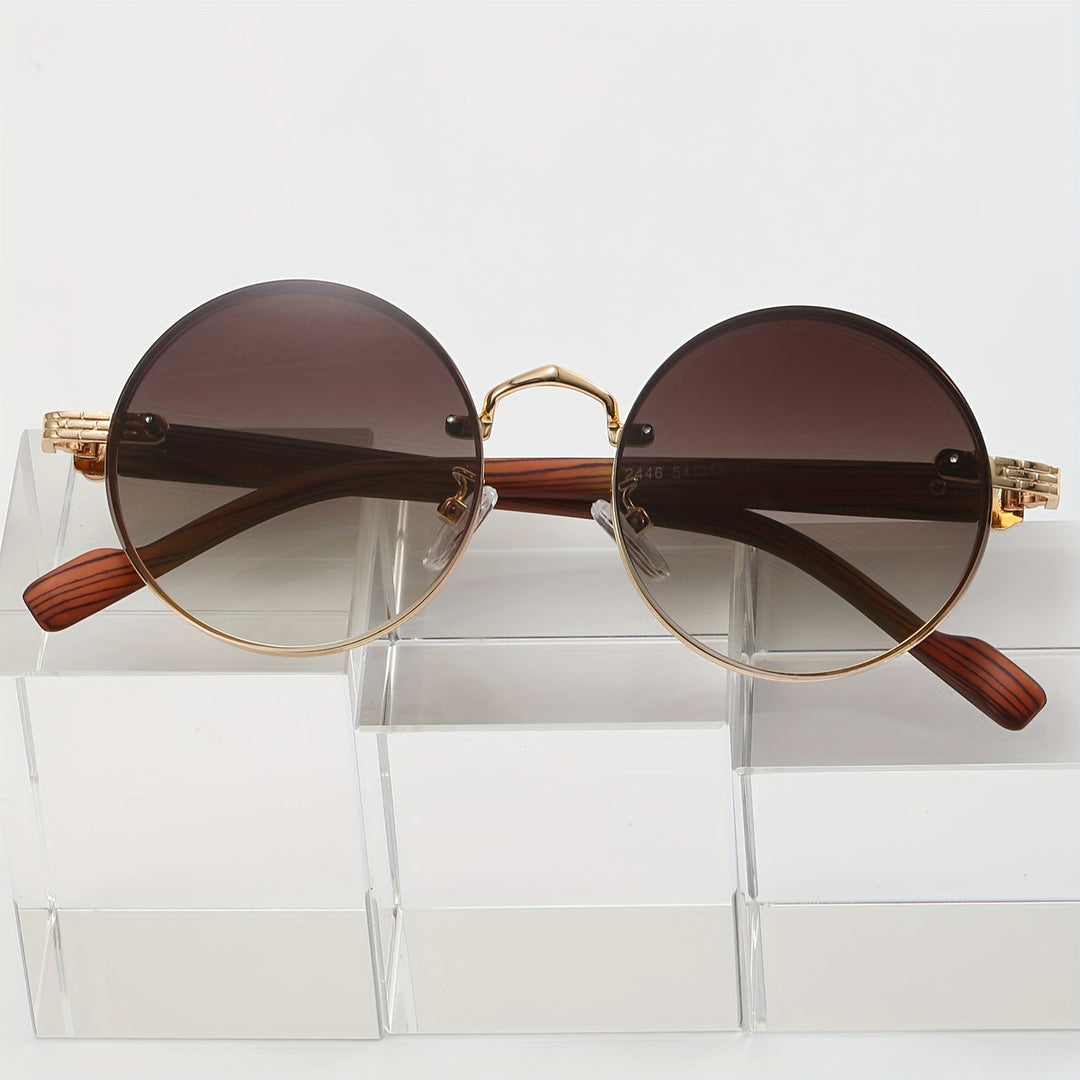 Louis Morel Classic Dark Lens Round Sunglasses