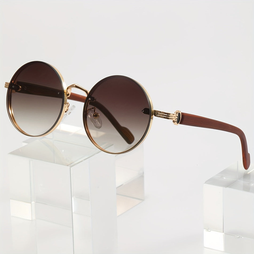Louis Morel Classic Dark Lens Round Sunglasses